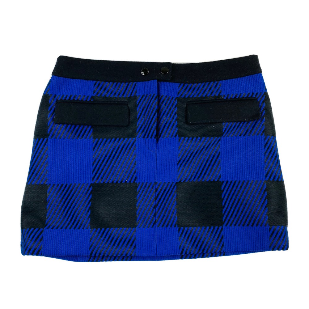 Rag & Bone Blue Black Buffalo Plaid Wool Blend Mini Skirt Womens 2 Woven Tweed